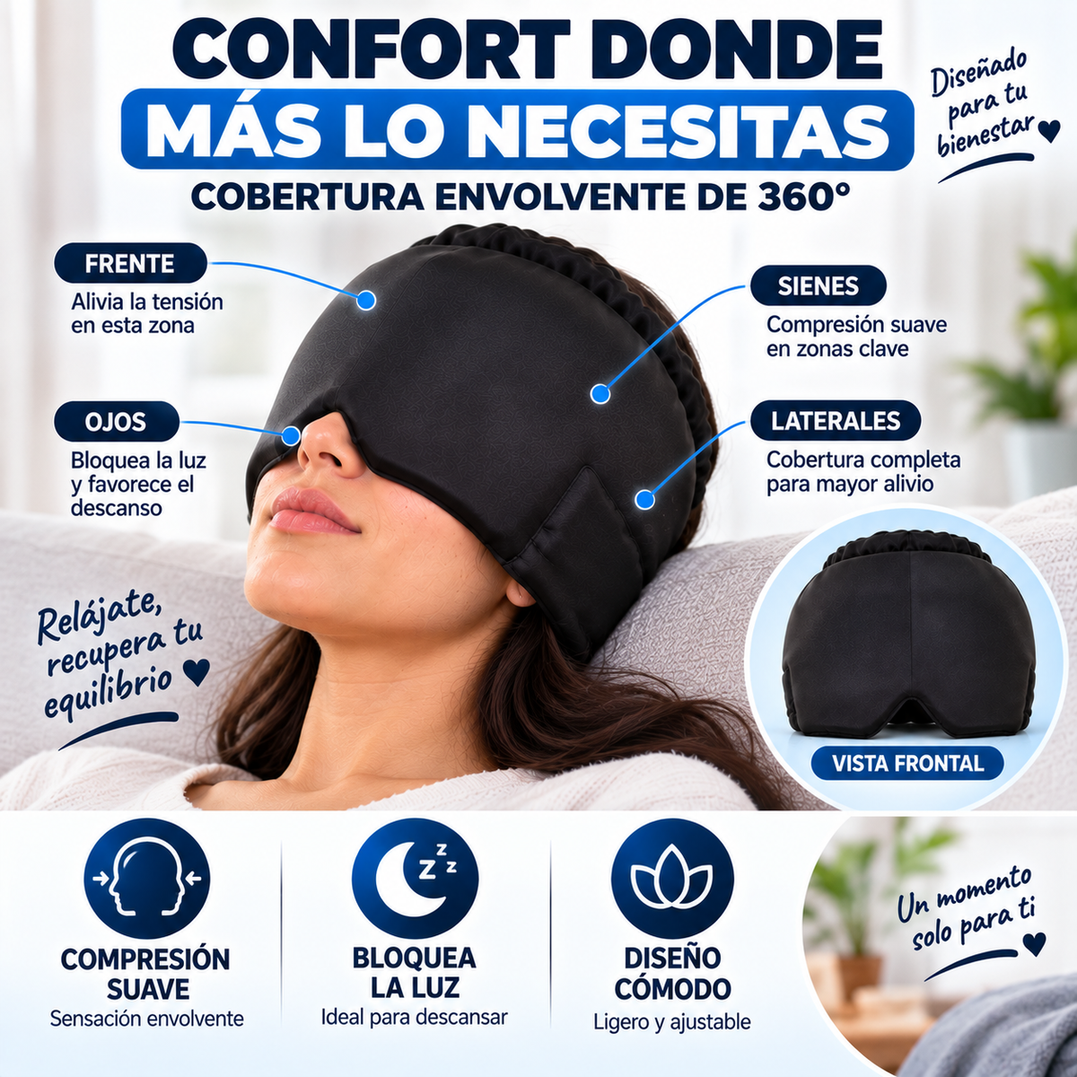 GORRO DE TERAPIA FRÍO Y CALOR PARA RELAJACIÓN