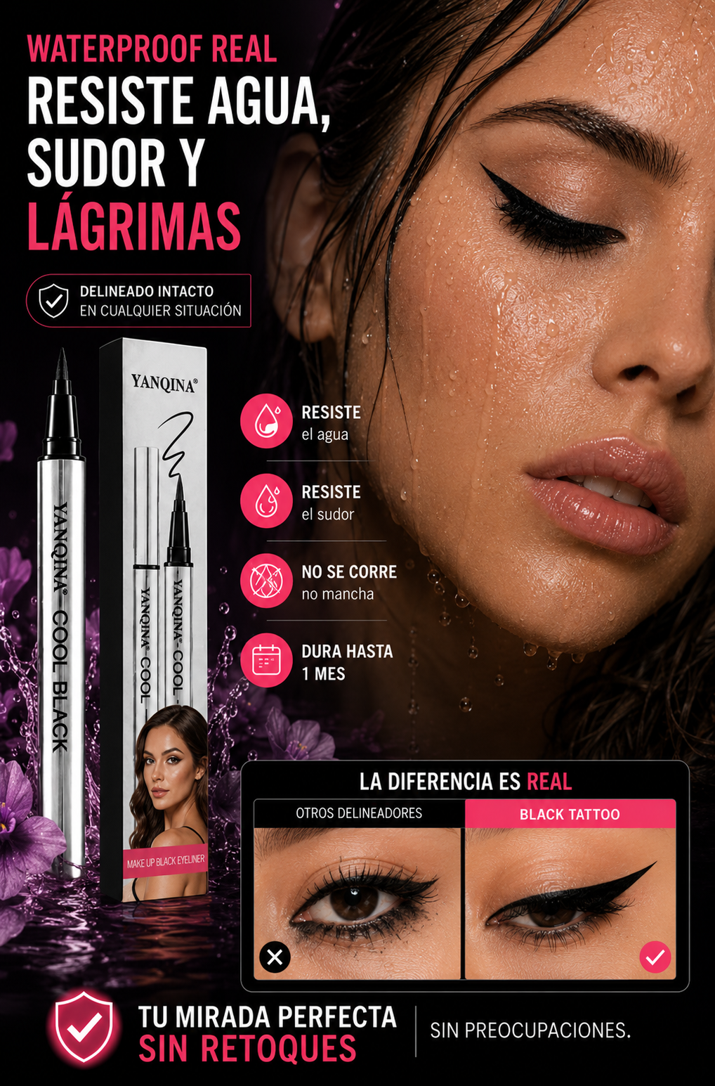 BLACK TATTOO™ DELINEADOR PREMIUM - EDICIÓN LIMITADA - RESISTENTE AL AGUA Y DE 1 MES DE DURACIÓN