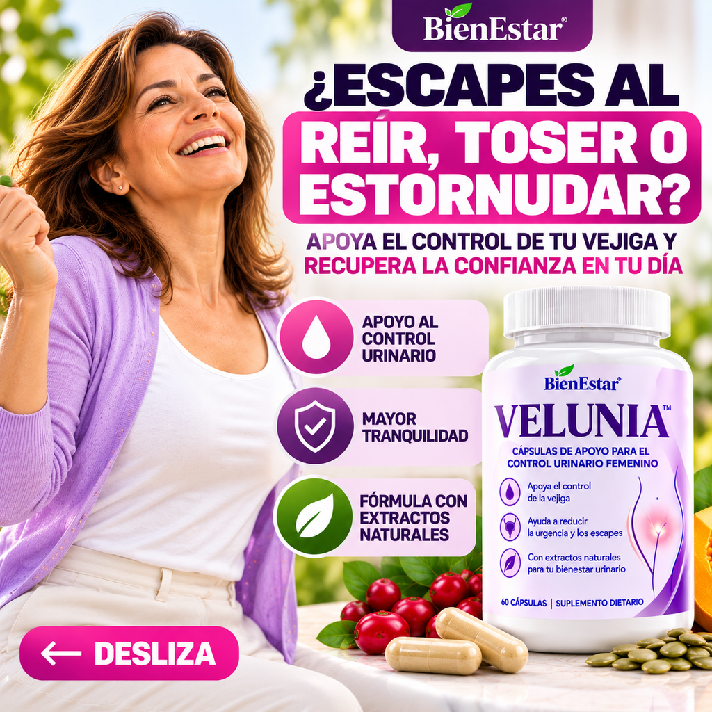 VELUNIA™ | CÁPSULAS DE APOYO PARA EL CONTROL URINARIO FEMENINO