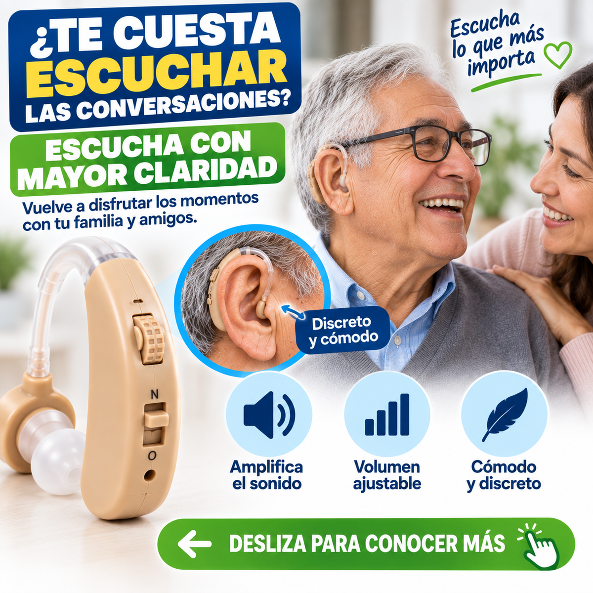 AUDÍFONO DE AMPLIFICADOR AUDITIVO | PARA ESCUCHAR CON MAYOR CLARIDAD