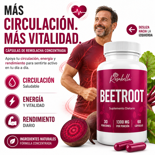 CÁPSULAS DE REMOLACHA CONCENTRADA PARA CIRCULACIÓN Y VITALIDAD.
