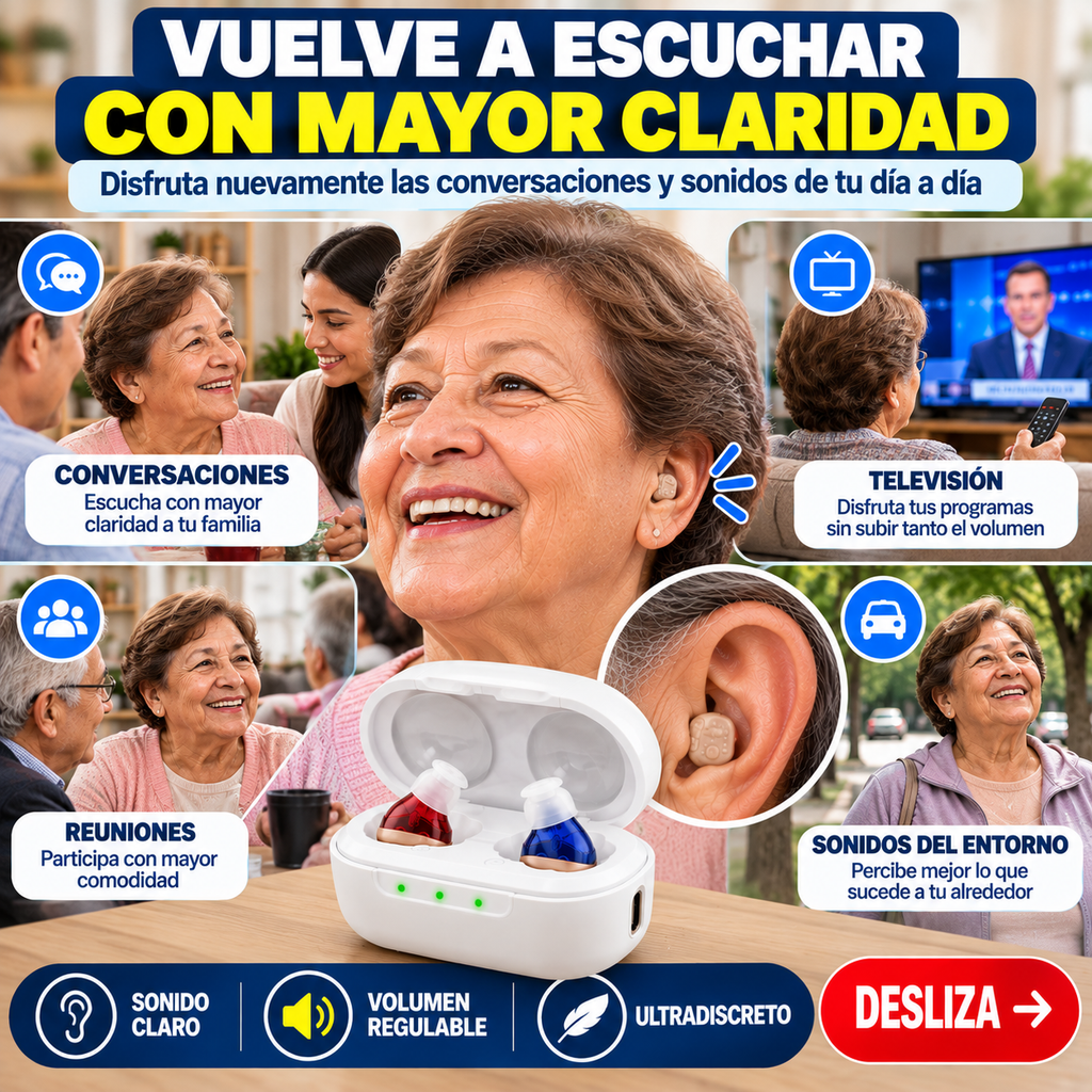 AUDÍFONO AMPLIFICADOR AUDITIVO INVISIBLE | RECARGABLE Y ULTRADISCRETO PARA ESCUCHAR CON MAYOR CLARIDAD