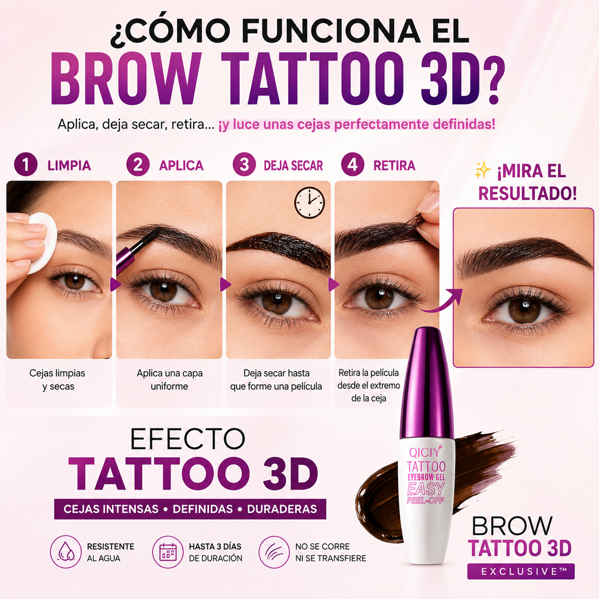 BROW TATTOO 3D EXCLUSIVE™ - GEL TATUAJE DE EDICIÓN LIMITADA PARA CEJAS PERFECTAS POR 3 DÍAS
