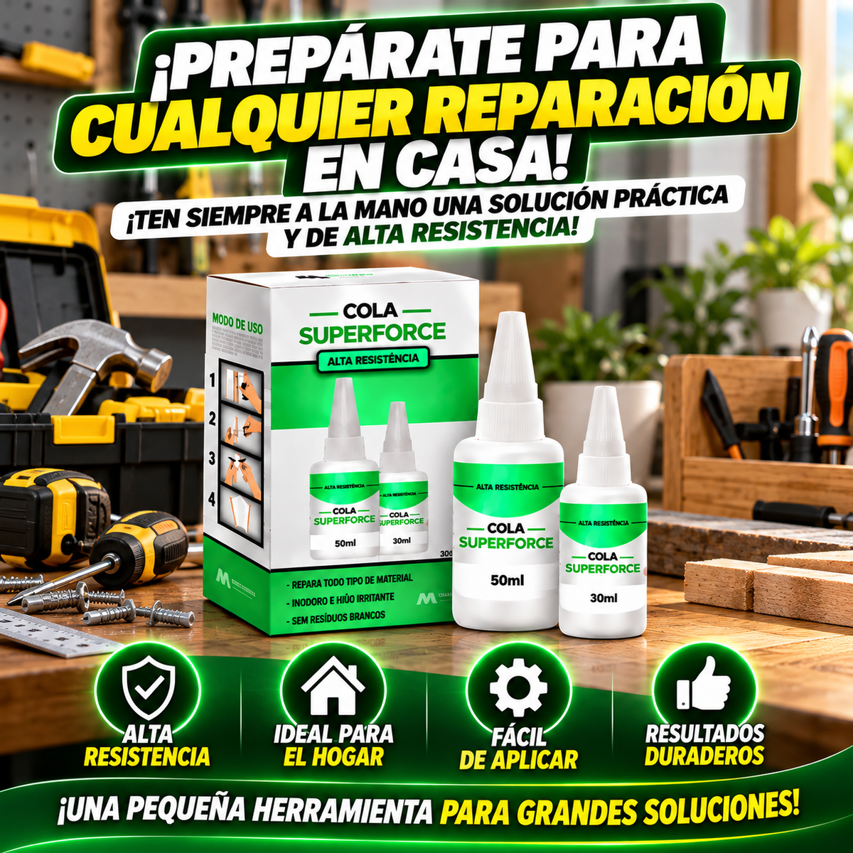 PEGAMENTO SUPERPOTENTE DE NUEVA GENERACIÓN PARA REPARACIONES DE ALTA RESISTENCIA