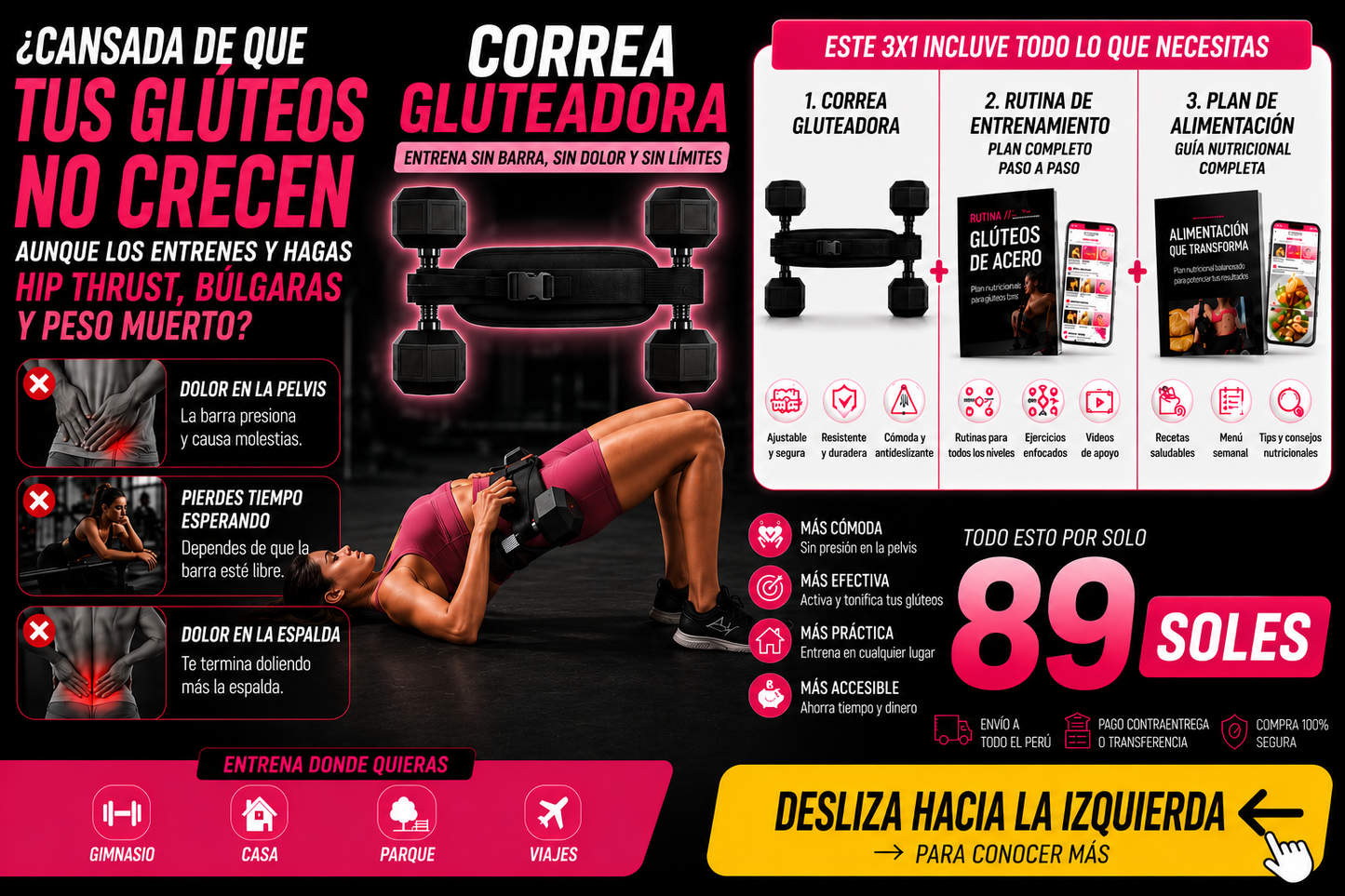 🚨SOLO POR HOY🚨 CORREA CRECE GLÚTEOS - 🎁 INCLUYE RUTINA DE ENTRENAMIENTO + PLAN DE ALIMENTACIÓN ✅