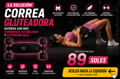 🚨SOLO POR HOY🚨 CORREA CRECE GLÚTEOS - 🎁 INCLUYE RUTINA DE ENTRENAMIENTO + PLAN DE ALIMENTACIÓN ✅