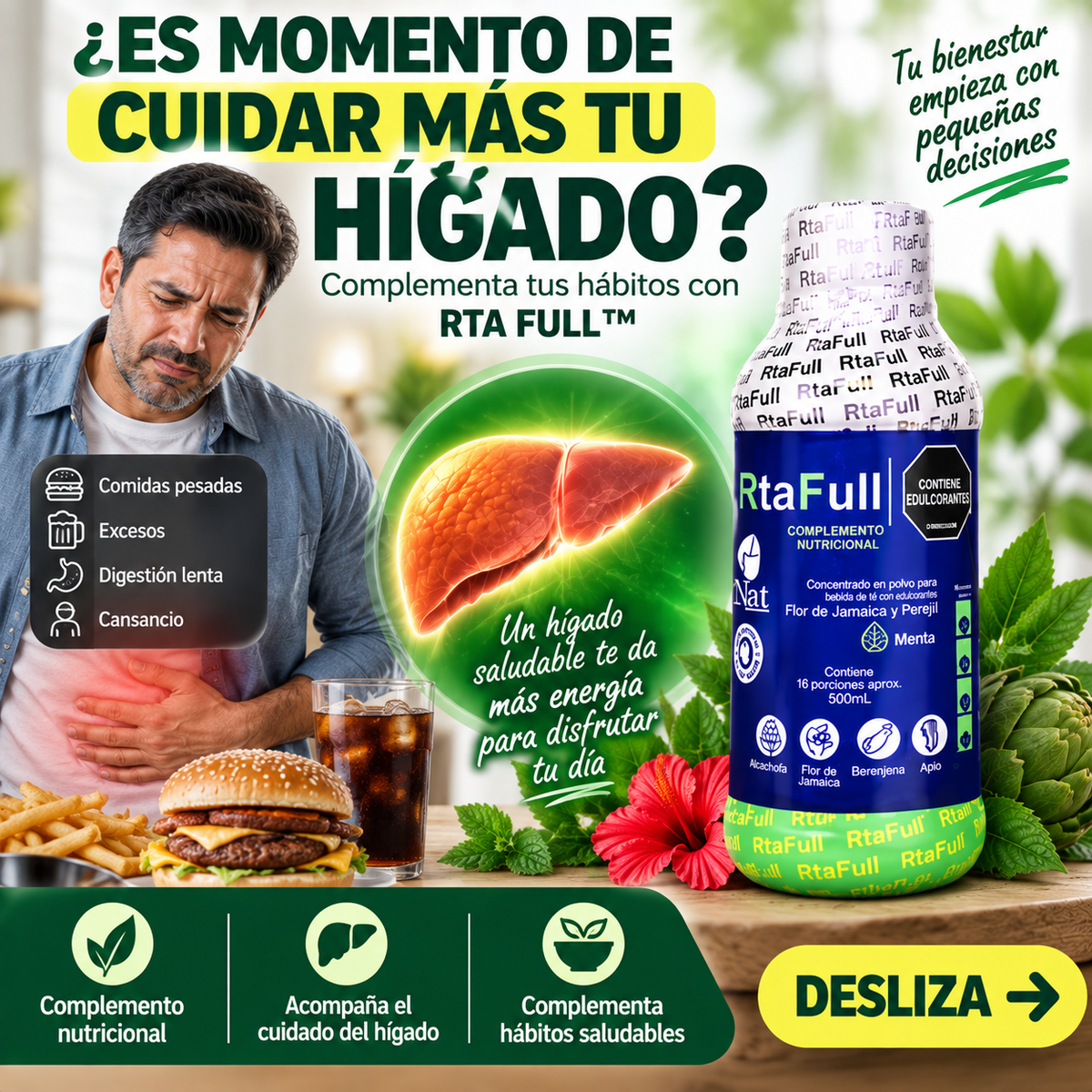 RTA FULL™ | COMPLEMENTO NUTRICIONAL PARA PERSONAS QUE BUSCAN CUIDAR SU HÍGADO