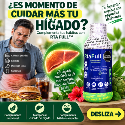 RTA FULL™ | COMPLEMENTO NUTRICIONAL PARA PERSONAS QUE BUSCAN CUIDAR SU HÍGADO