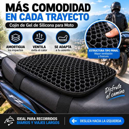 COJÍN DE GEL DE SILICONA PARA MOTO | MAYOR COMODIDAD EN CADA TRAYECTO