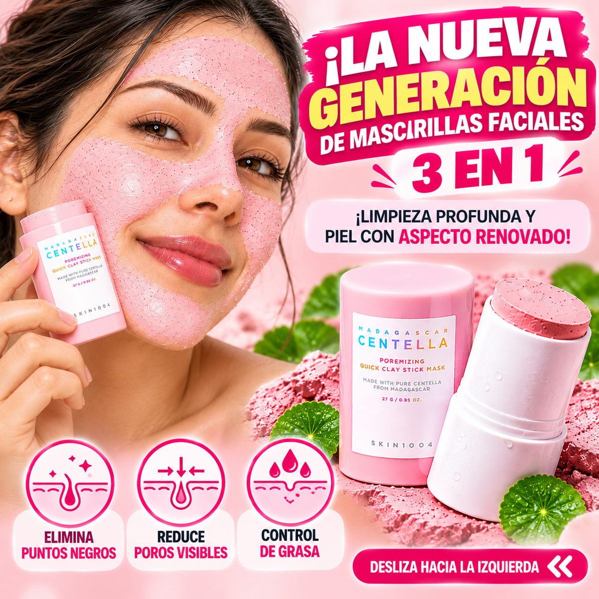 MASCARILLA FACIAL RENOVADORA 3 EN 1 EN BARRA | PUNTOS NEGROS, POROS Y CONTROL DE GRASA
