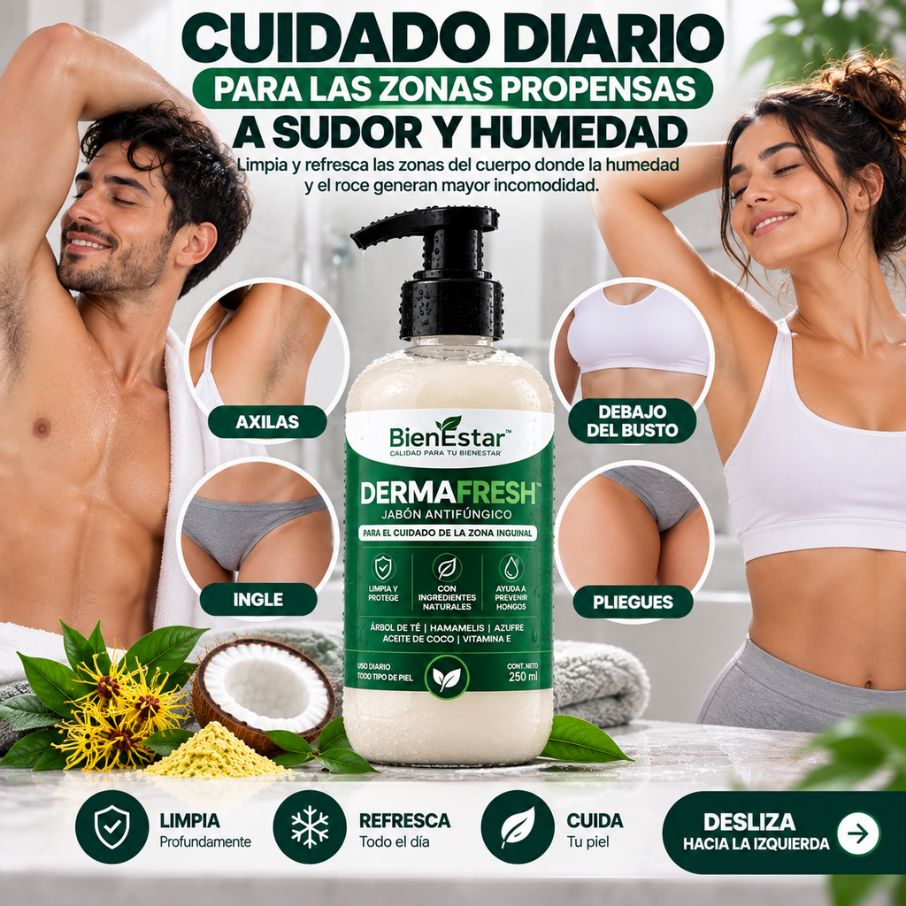 DERMAFRESH™ JABÓN ANTIFÚNGICO PARA EL CUIDADO DE LA ZONA INGUINAL