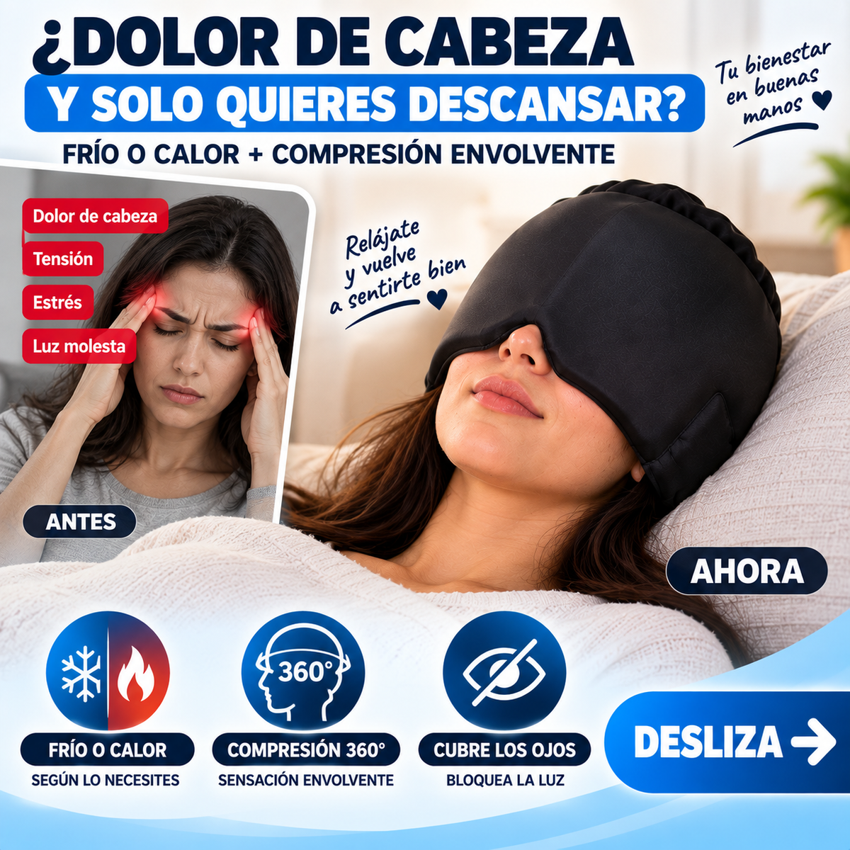 GORRO DE TERAPIA FRÍO Y CALOR PARA RELAJACIÓN