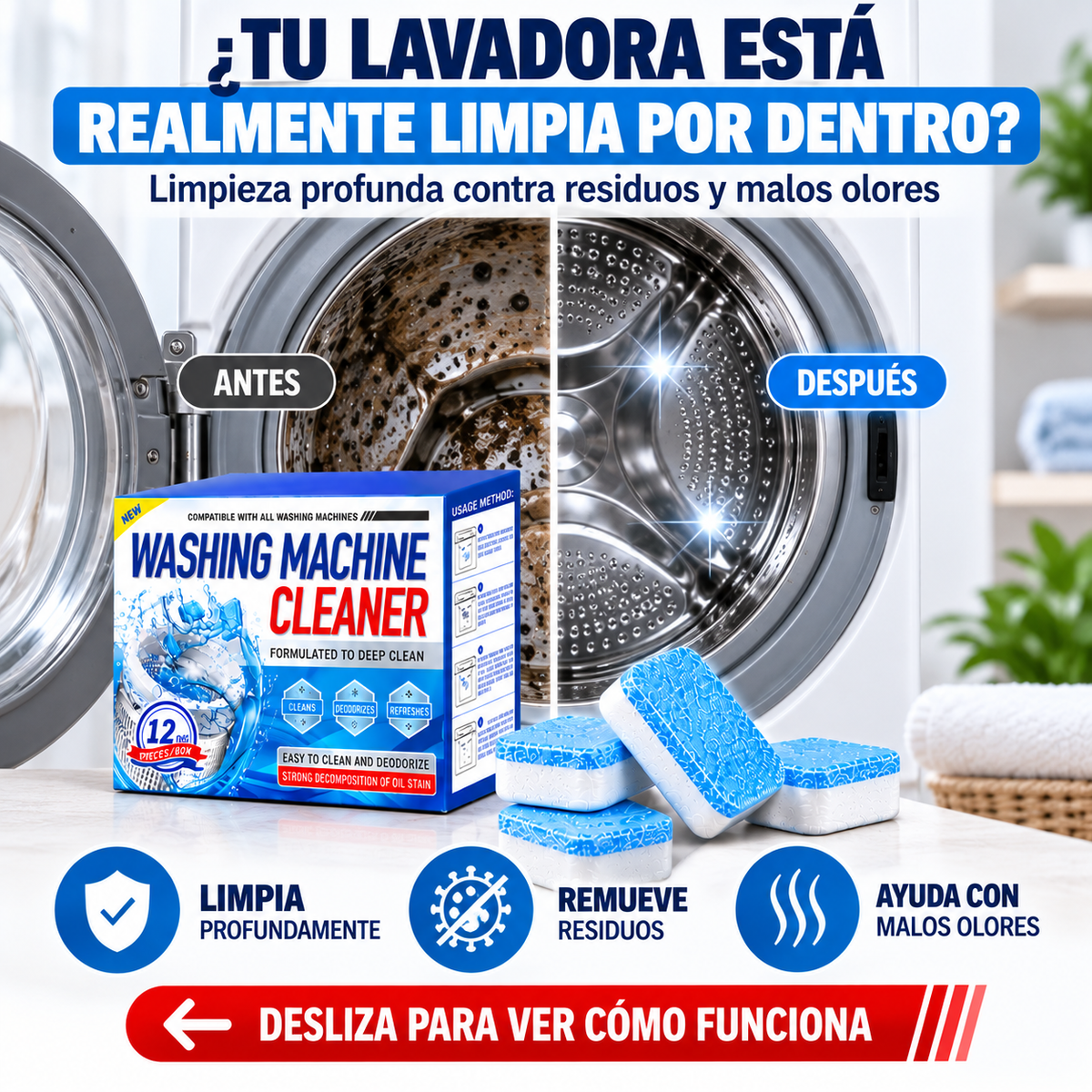 PASTILLAS DE LIMPIEZA PROFUNDA PARA LAVADORAS
