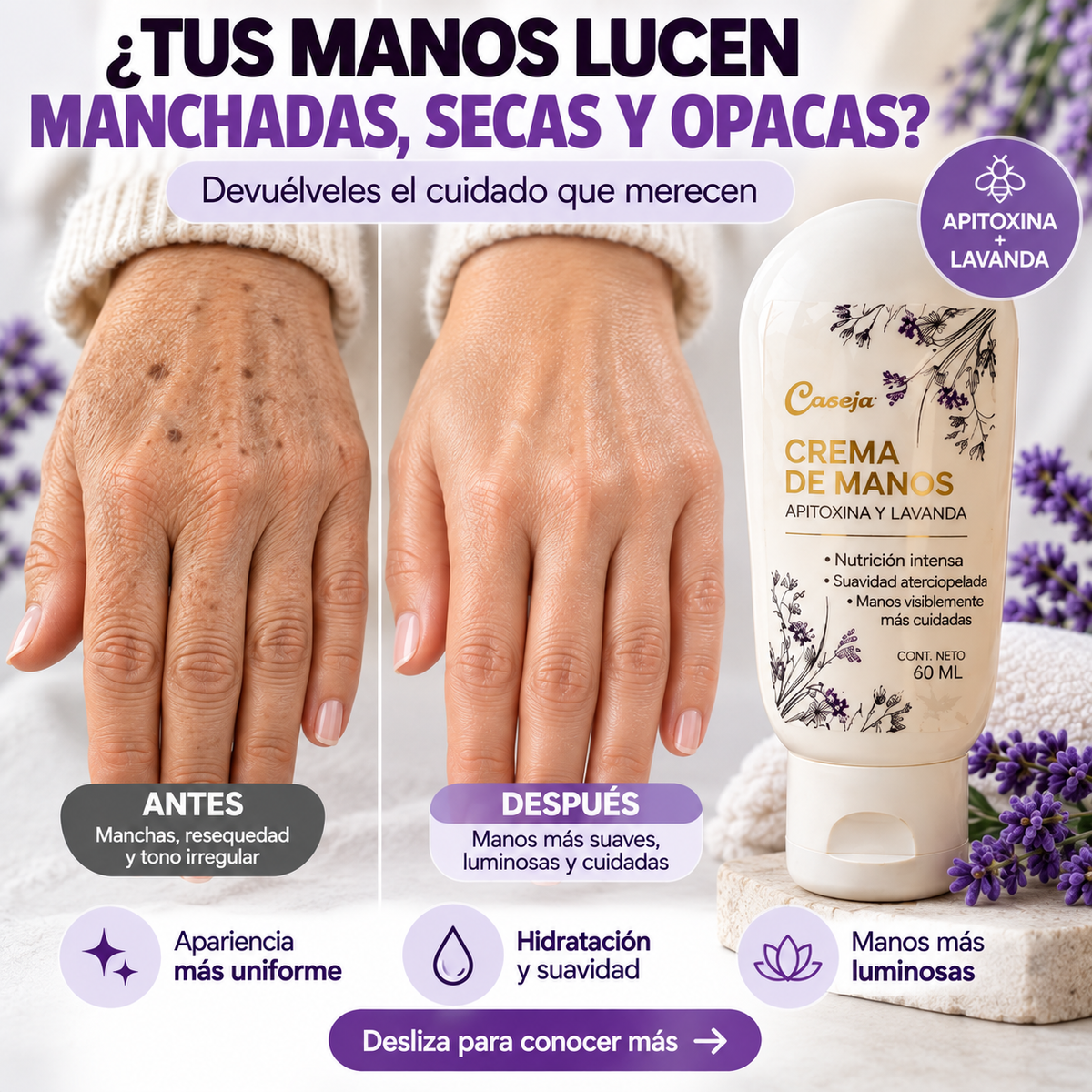MANOS RENOVA™ | CREMA INTENSIVA PARA MANOS CON APITOXINA + LAVANDA