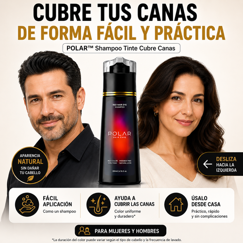 POLAR™ | Shampoo Tinte Cubre Canas de Apariencia Natural
