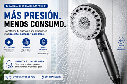 CABEZAL DE ALTA PRESIÓN CON SISTEMA DE FILTRACIÓN DE 3 MODOS DE SALIDA
