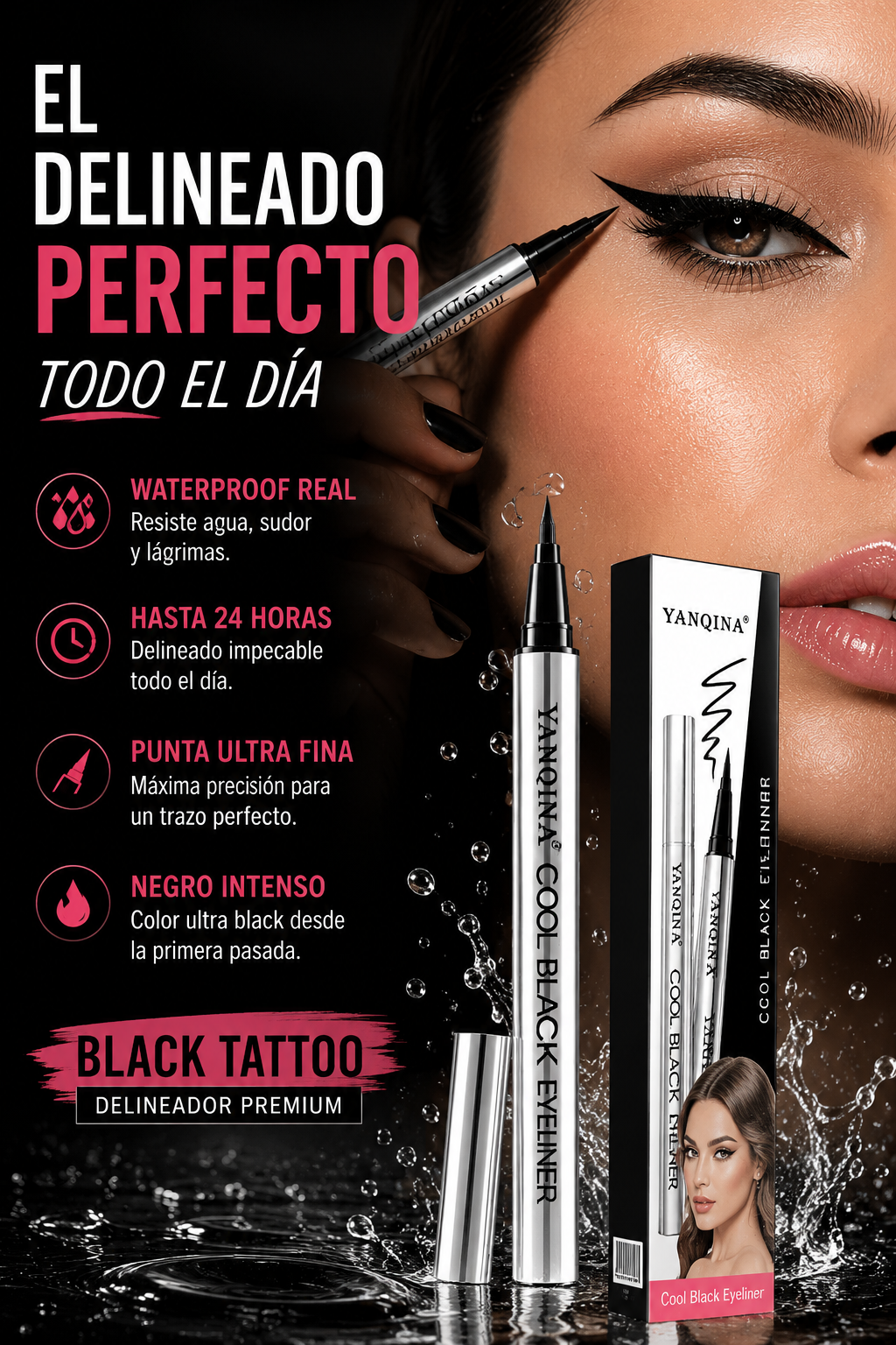 BLACK TATTOO™ DELINEADOR PREMIUM - EDICIÓN LIMITADA - RESISTENTE AL AGUA Y DE ALTA DURACIÓN