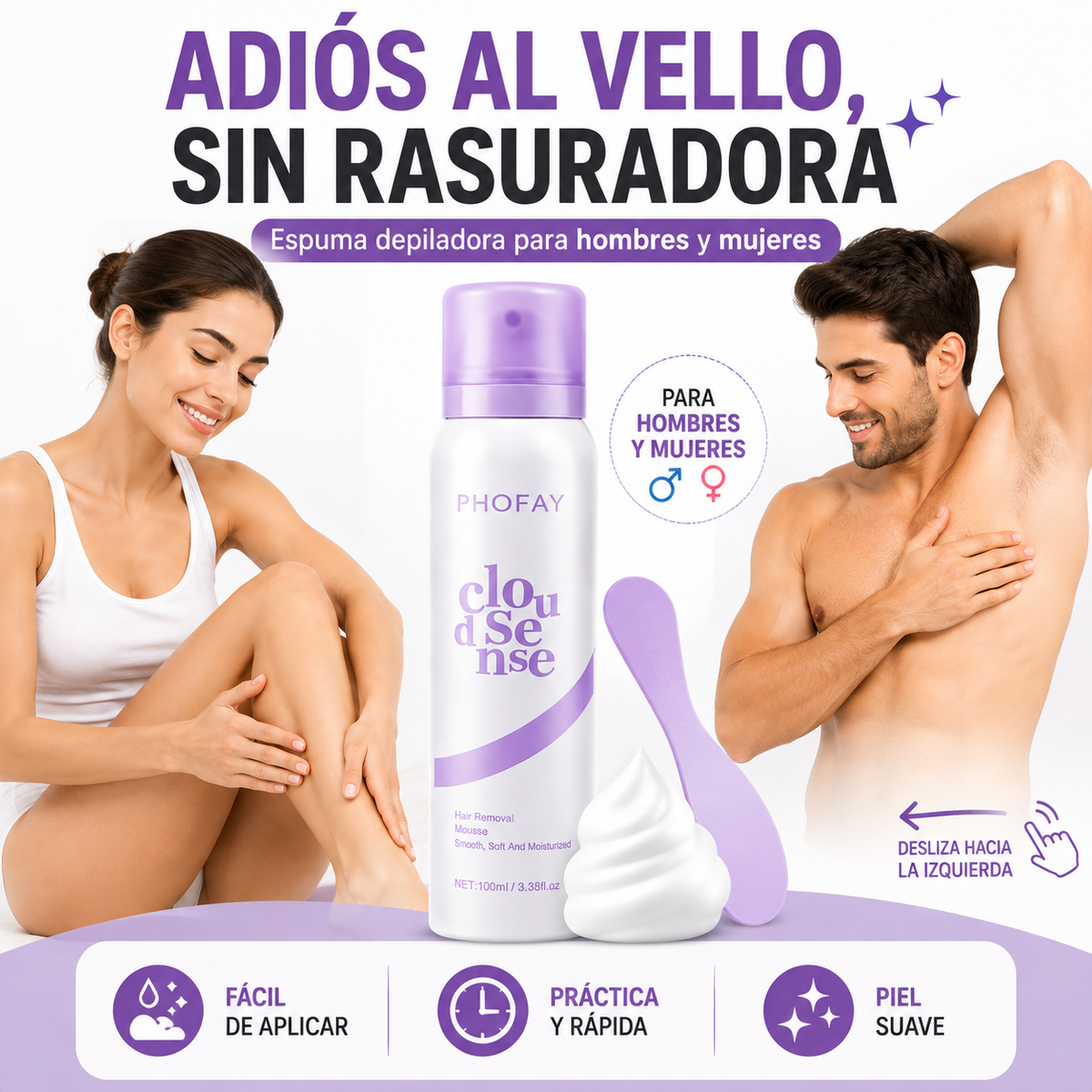 DepilaFácil™ ESPUMA DEPILADORA PARA UNA FORMA MÁS FACIL DE DEPILARTE