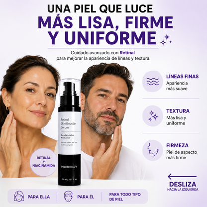 Sérum Renovador Facial con Retinal para una piel lisa, firme y uniforme.