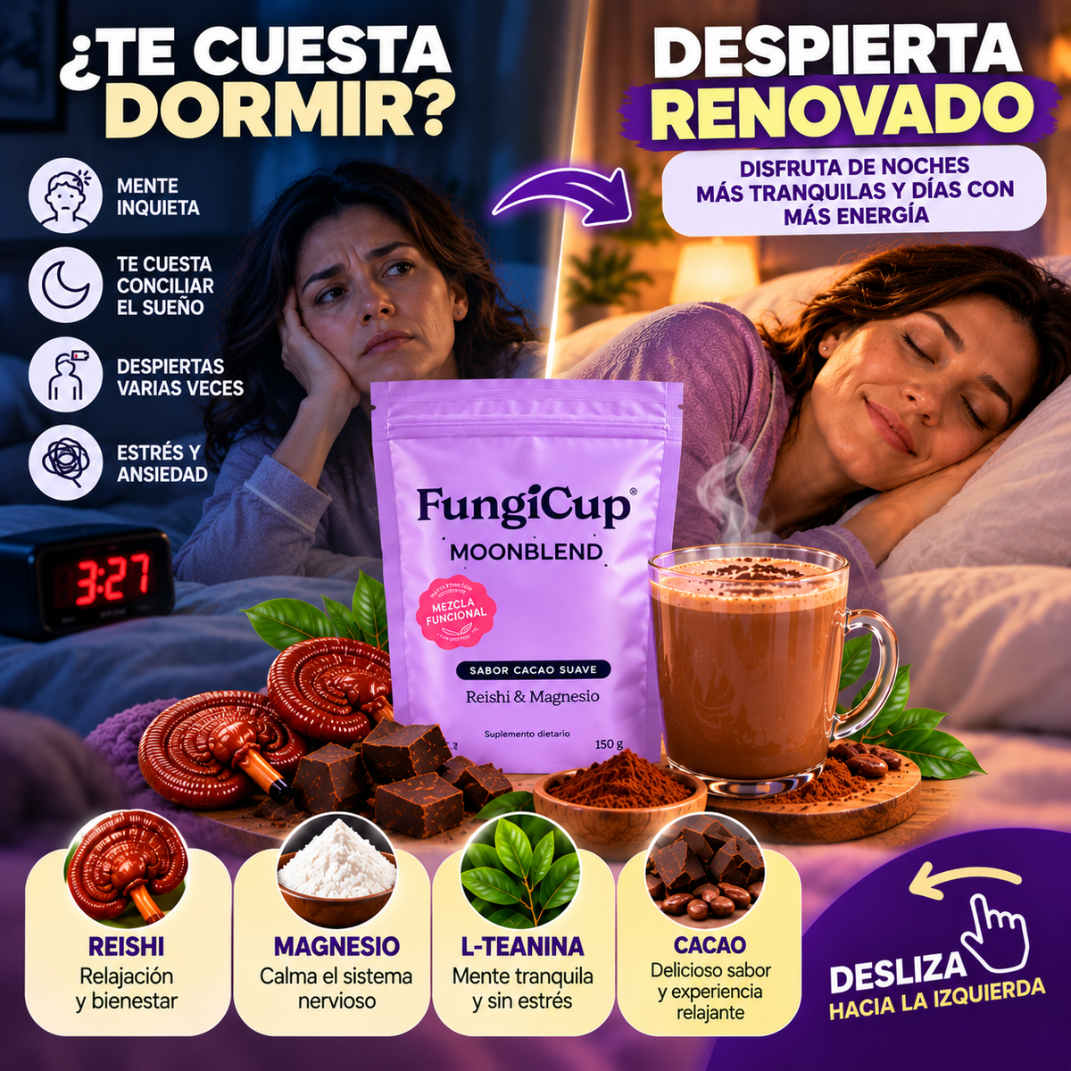DESCANSO PROFUNDO™ | BEBIDA NOCTURNA CON MAGNESIO Y REISHI PARA FAVORECER UN SUEÑO REPARADOR