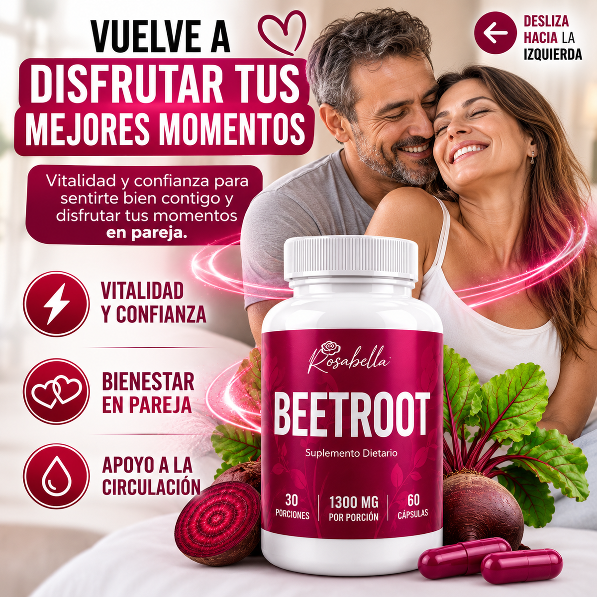CÁPSULAS DE REMOLACHA CONCENTRADA PARA CIRCULACIÓN Y VITALIDAD.