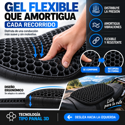 COJÍN DE GEL DE SILICONA PARA MOTO | MAYOR COMODIDAD EN CADA TRAYECTO