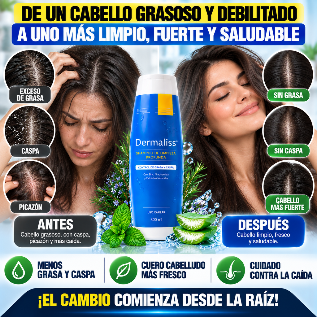 SHAMPOO DE LIMPIEZA PROFUNDA ANTICAÍDA DEL CABELLO PARA EL CONTROL DE GRASA Y CASPA