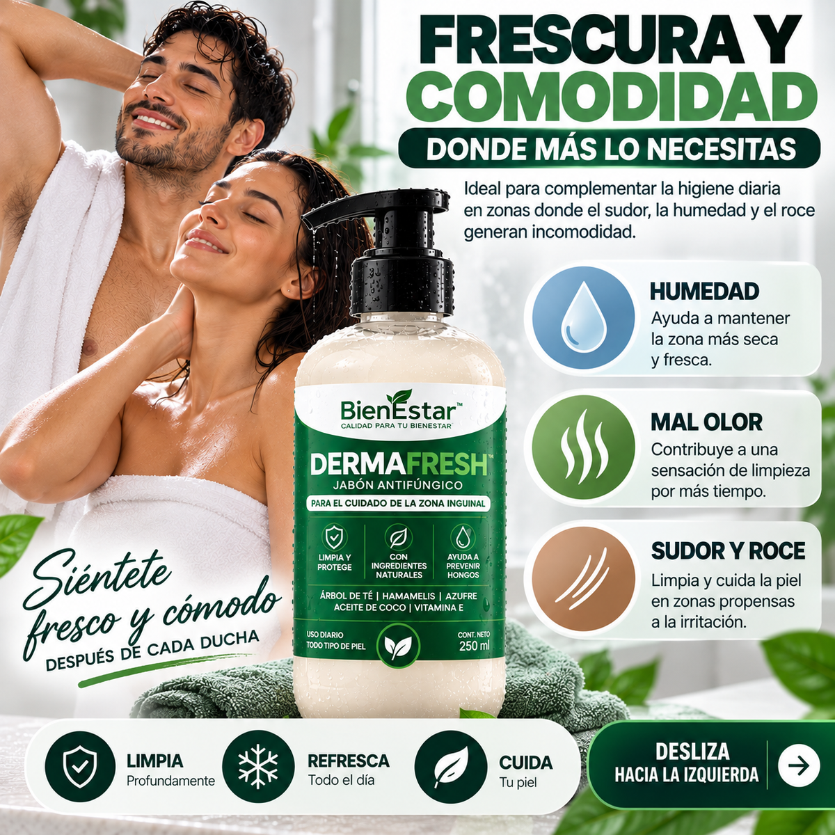 DERMAFRESH™ JABÓN ANTIFÚNGICO PARA EL CUIDADO DE LA ZONA INGUINAL