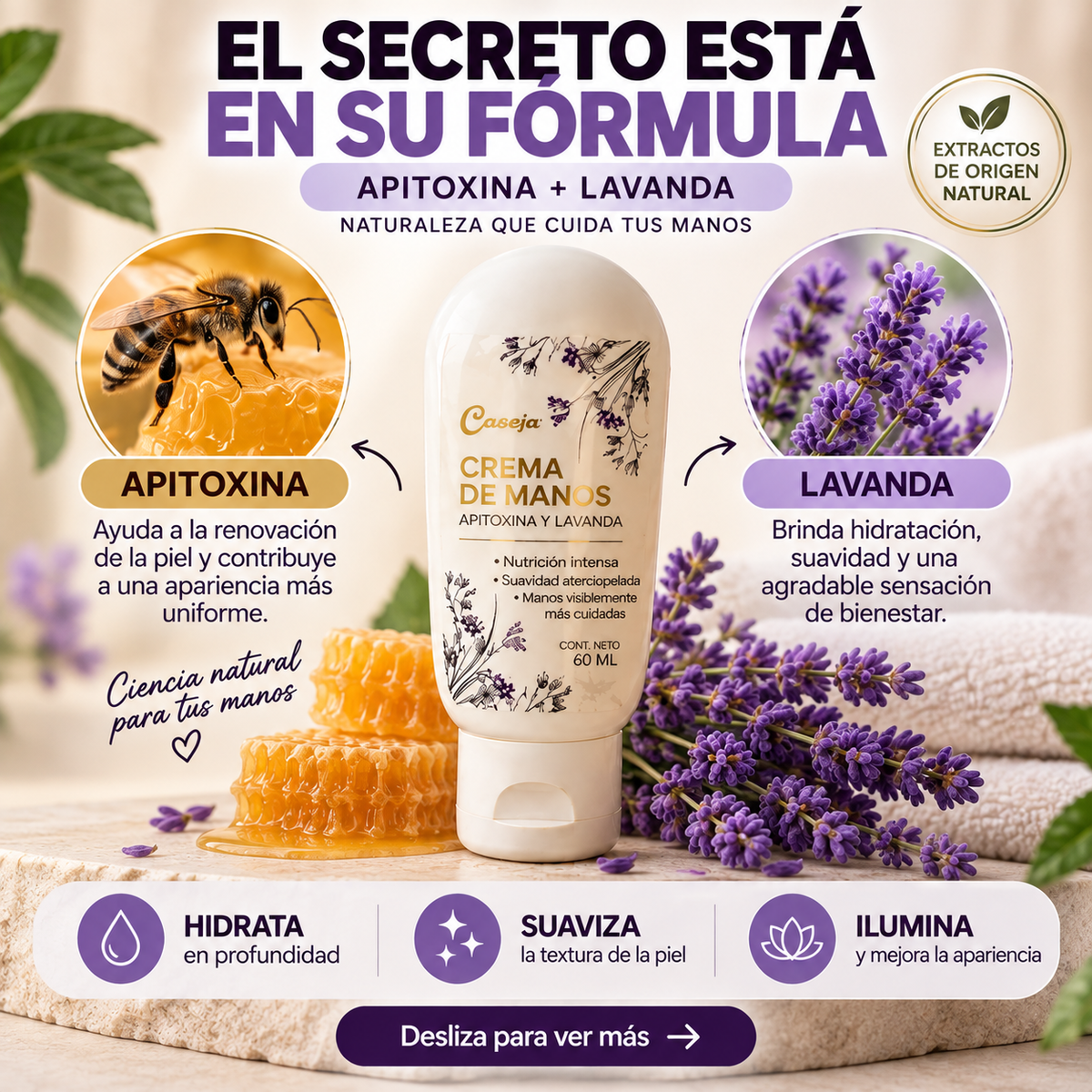 MANOS RENOVA™ | CREMA INTENSIVA PARA MANOS CON APITOXINA + LAVANDA