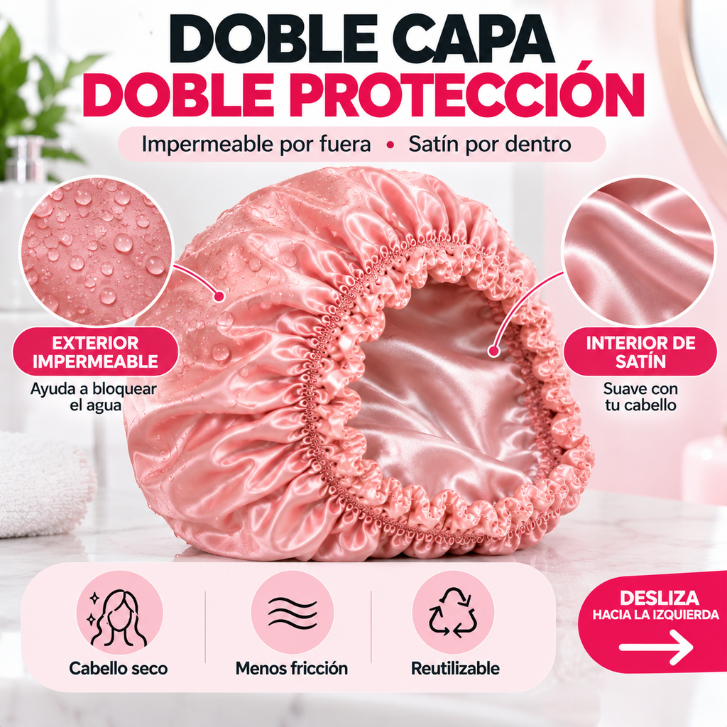 GORRO DE DUCHA IMPERMEABLE CON SATÍN