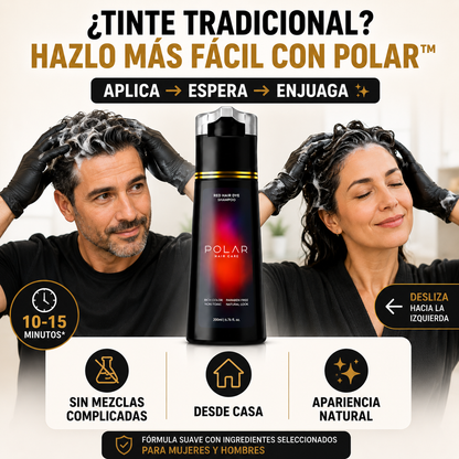 POLAR™ | Shampoo Tinte Cubre Canas de Apariencia Natural
