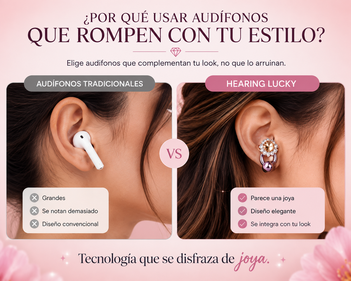 HEARING LUCKY™ AUDÍFONOS QUE PARECEN JOYAS - Tecnología que complementa tu estilo.