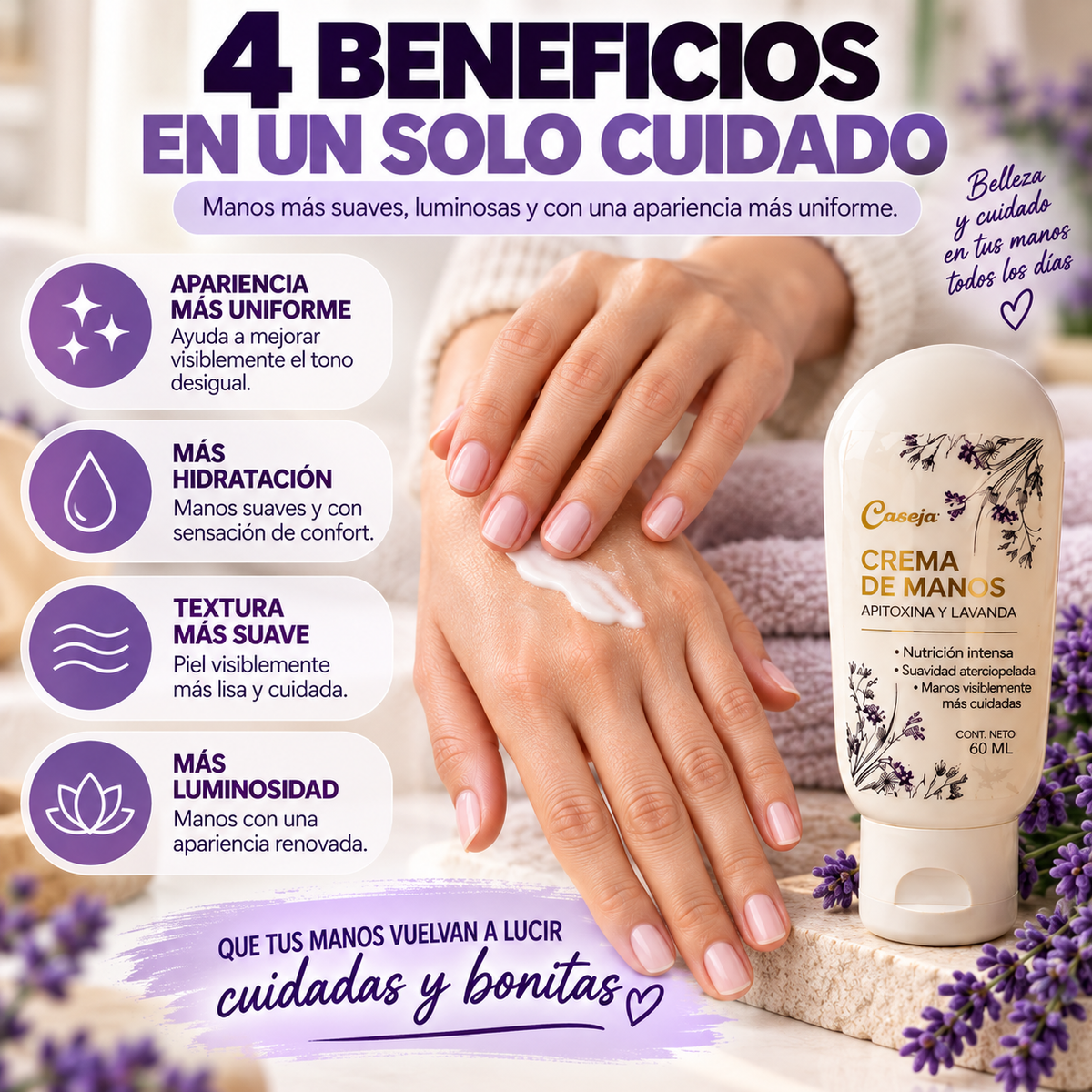 MANOS RENOVA™ | CREMA INTENSIVA PARA MANOS CON APITOXINA + LAVANDA