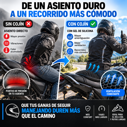 COJÍN DE GEL DE SILICONA PARA MOTO | MAYOR COMODIDAD EN CADA TRAYECTO