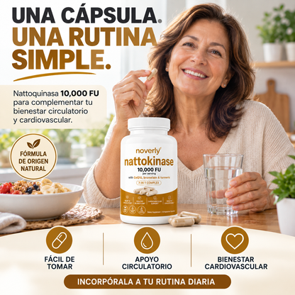 NATTOQUINASA 10,000 FU PARA APOYAR LA CIRCULACIÓN Y EL BIENESTAR CARDIOVASCULAR
