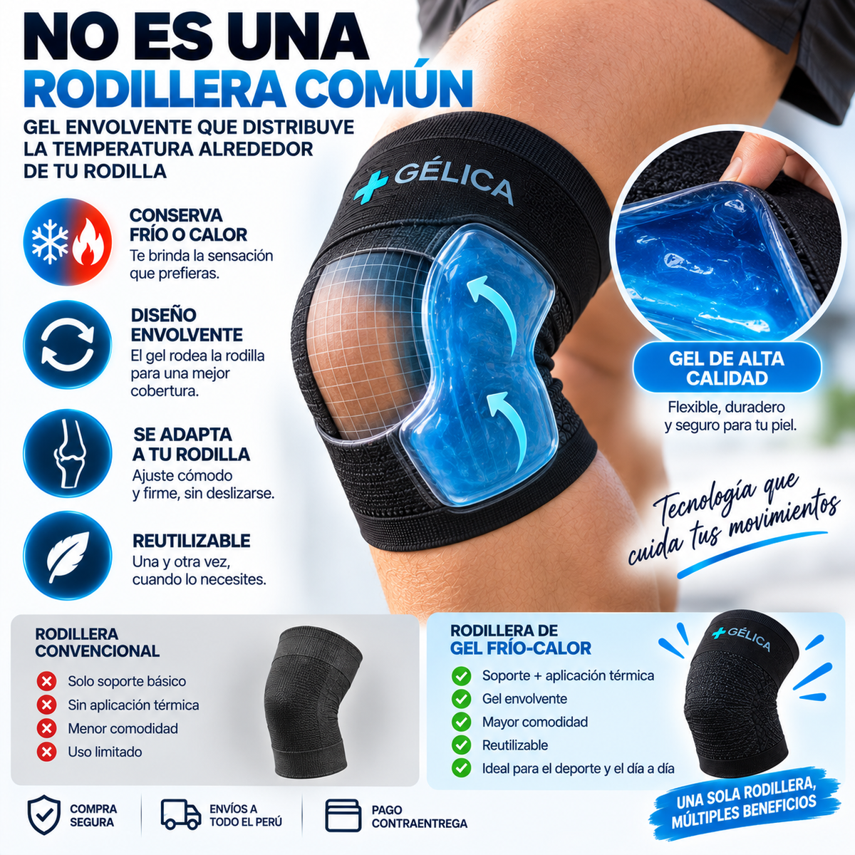 RODILLERA TERAPÉUTICA DE GEL FRÍO-CALOR