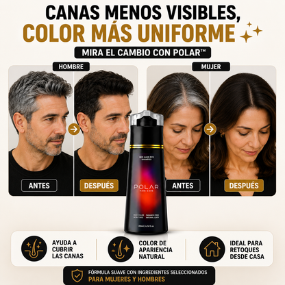 POLAR™ | Shampoo Tinte Cubre Canas de Apariencia Natural