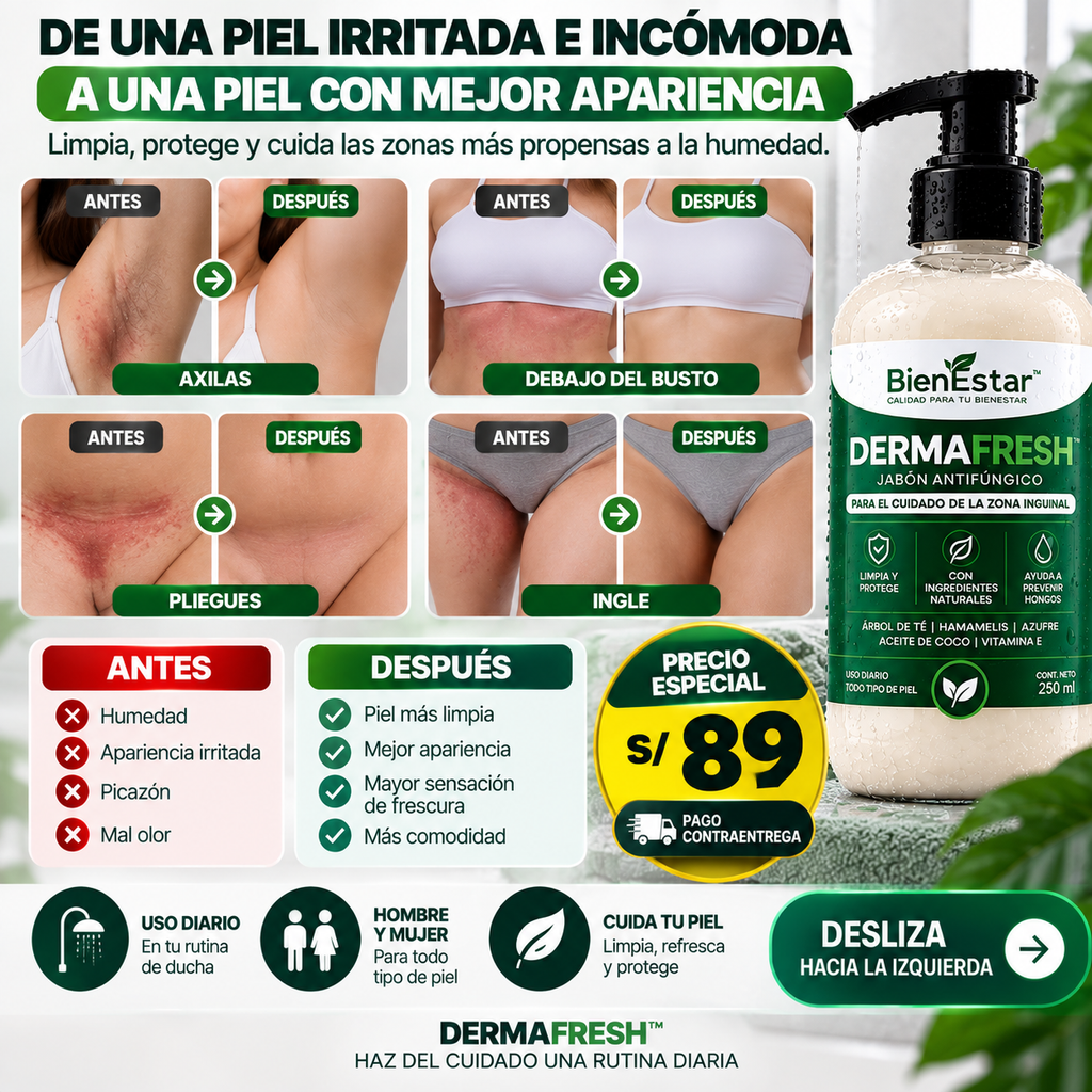 DERMAFRESH™ JABÓN ANTIFÚNGICO PARA EL CUIDADO DE LA ZONA INGUINAL