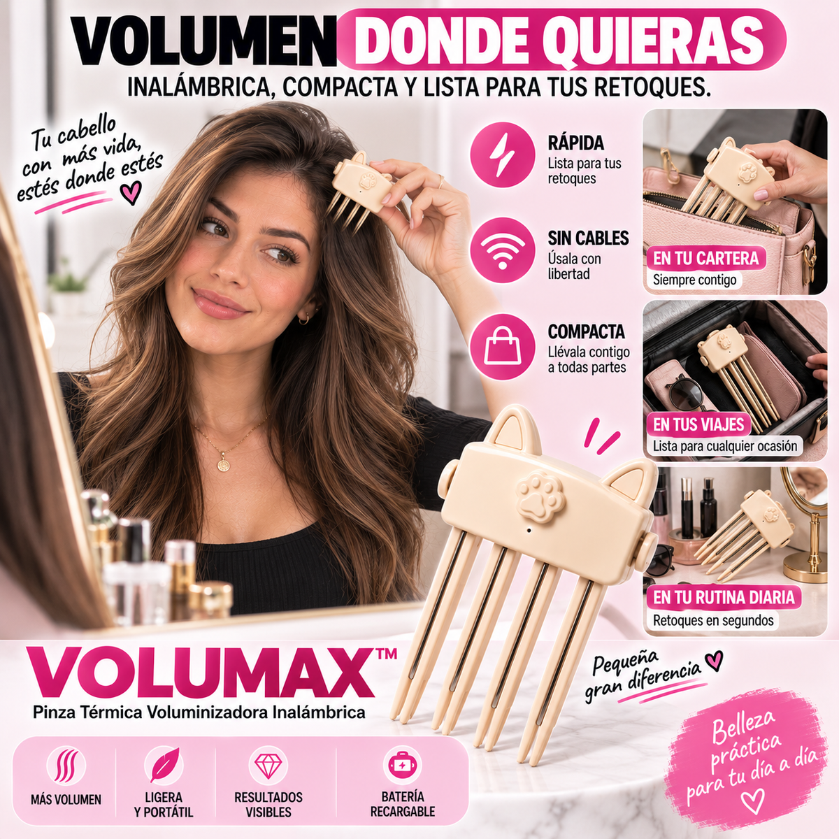 VOLUMAX™ — Pinza Térmica Voluminizadora para cabello