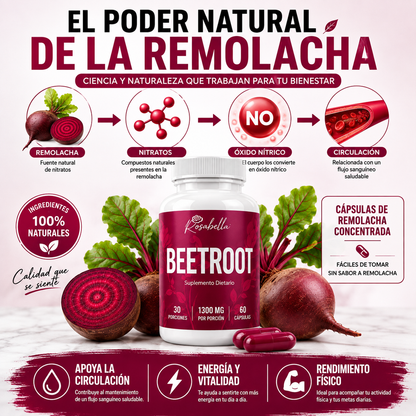 CÁPSULAS DE REMOLACHA CONCENTRADA PARA CIRCULACIÓN Y VITALIDAD.