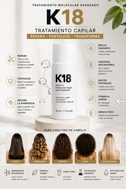 K18 SÉRUM REPARADOR MOLECULAR - Repara tu cabello en 4 minutos