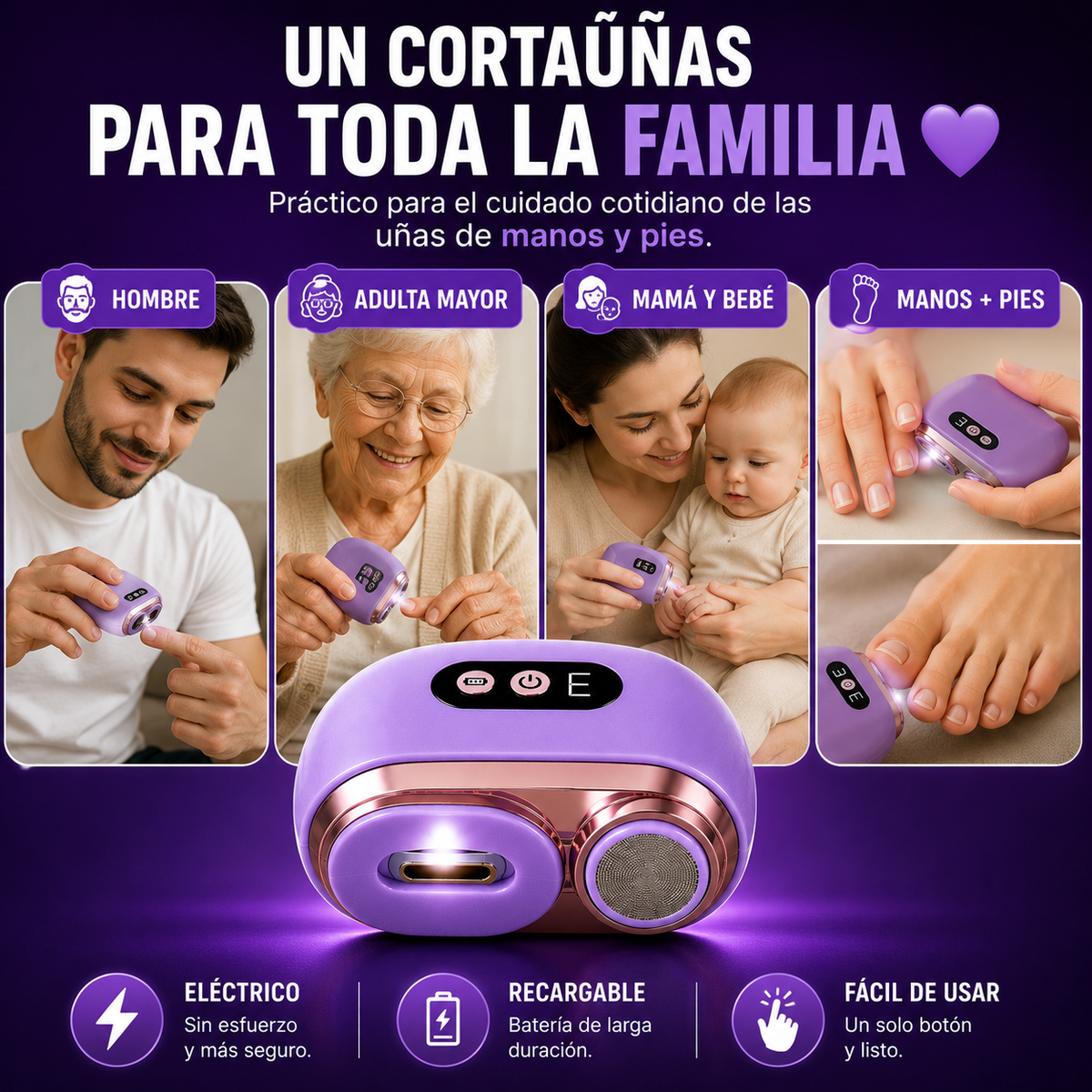 CORTAÚÑAS PREMIUM ELÉCTRICO 2 EN 1  | CORTE + LIMADO FÁCIL Y SEGURO
