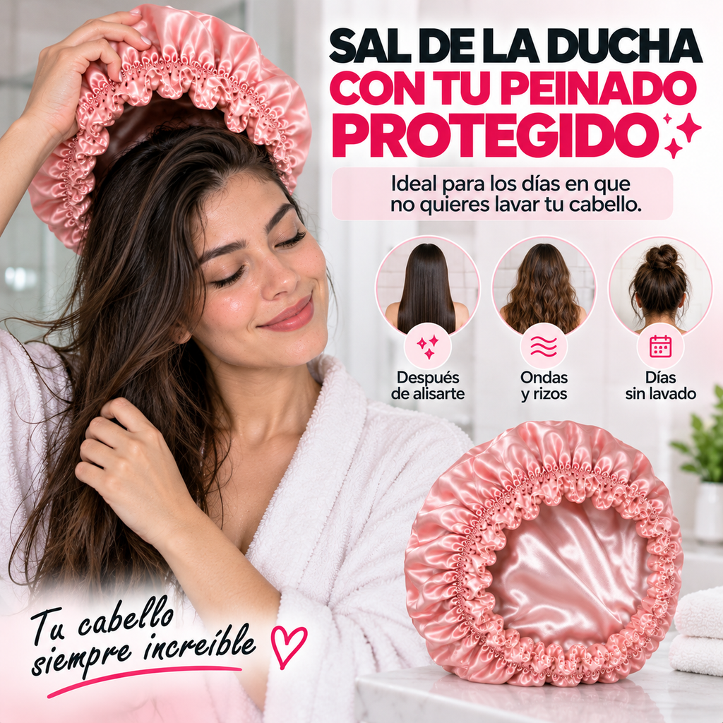GORRO DE DUCHA IMPERMEABLE CON SATÍN