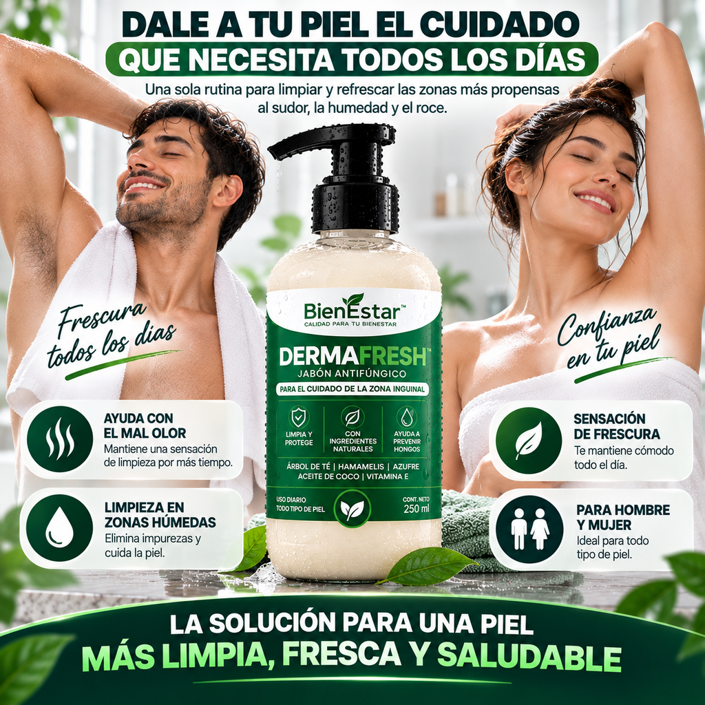DERMAFRESH™ JABÓN ANTIFÚNGICO PARA EL CUIDADO DE LA ZONA INGUINAL