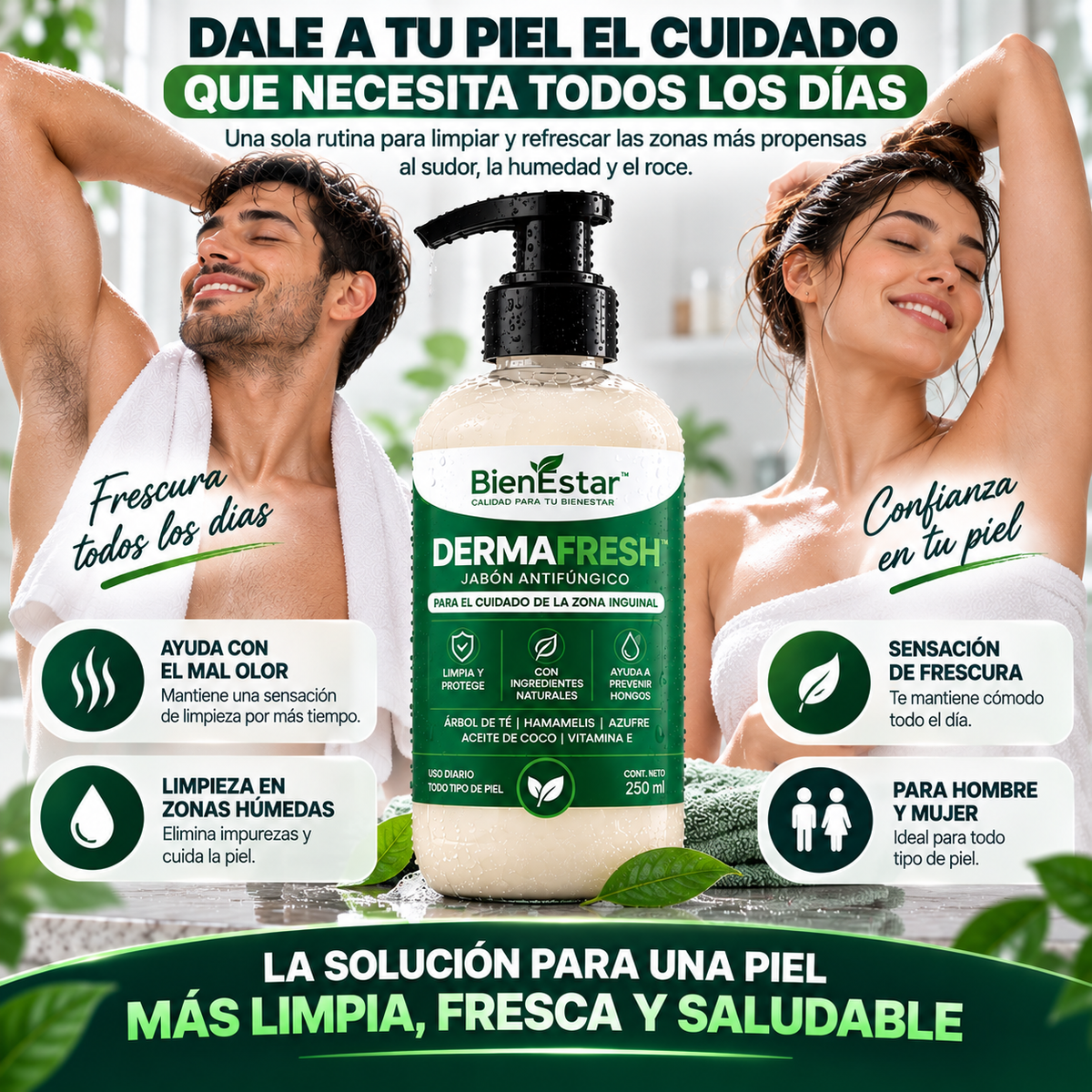DERMAFRESH™ JABÓN ANTIFÚNGICO PARA EL CUIDADO DE LA ZONA INGUINAL
