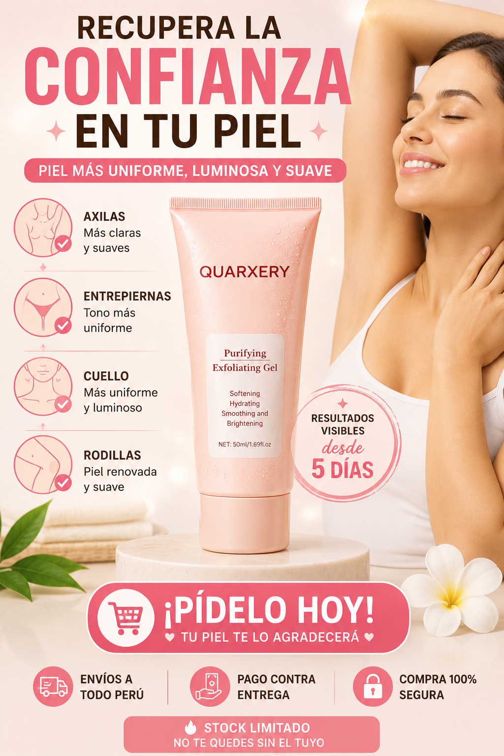 EXFOLIANTE QUARXERY - Eliminas zonas oscuras y manchas de la piel